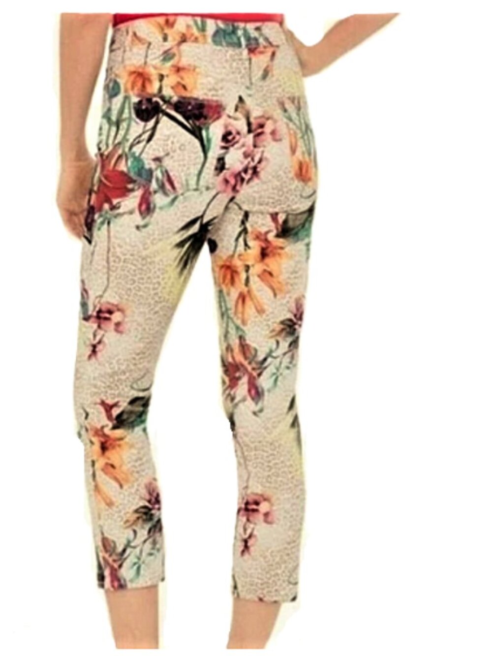 Chico's Platinum Animal Floral Mix Crop Pants size 1